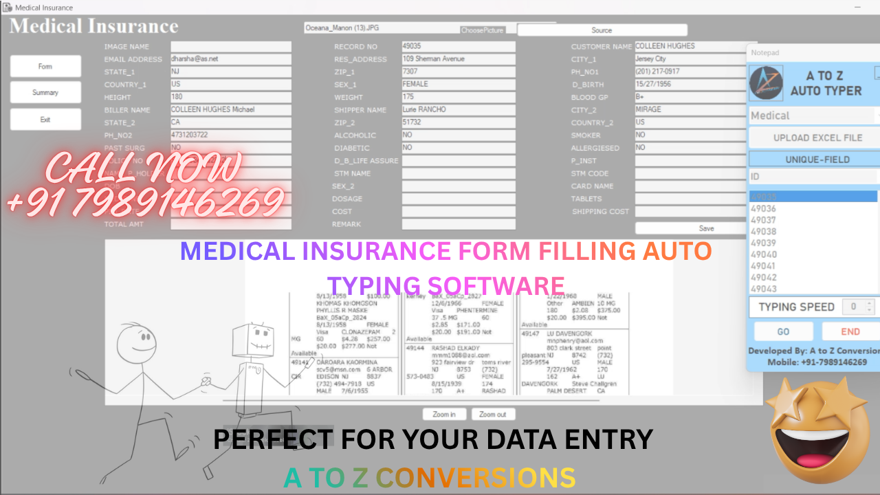MEDICAL INSURANCE FORM FILLING AUTO TYPING SOFTWARE