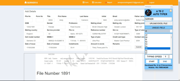 Server 360 Form Filling Auto Typer Software