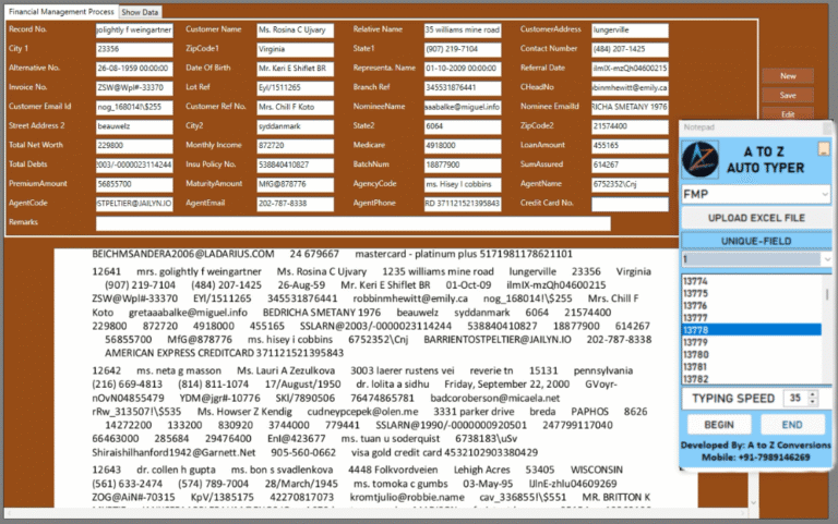 Financial Managemengt Project Form Filling Auto Typer Software